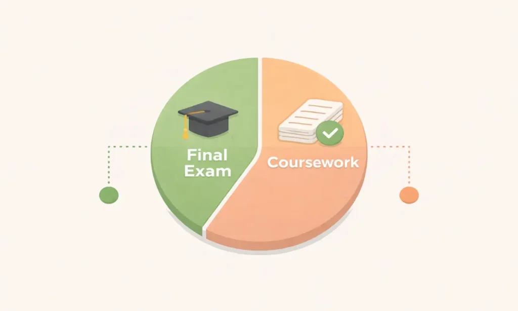 Illustration showing how final exam weight affects overall course grade.