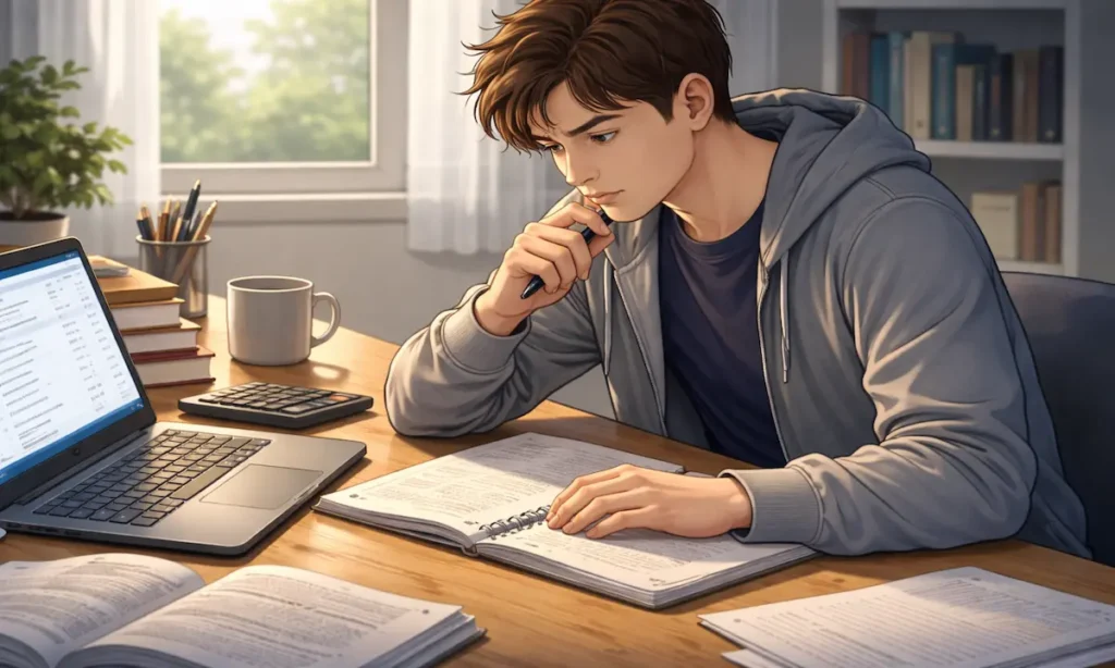 Student planning next steps after calculating required final exam score.