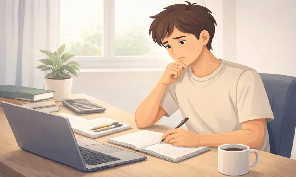 Student planning next steps after calculating required final exam score.