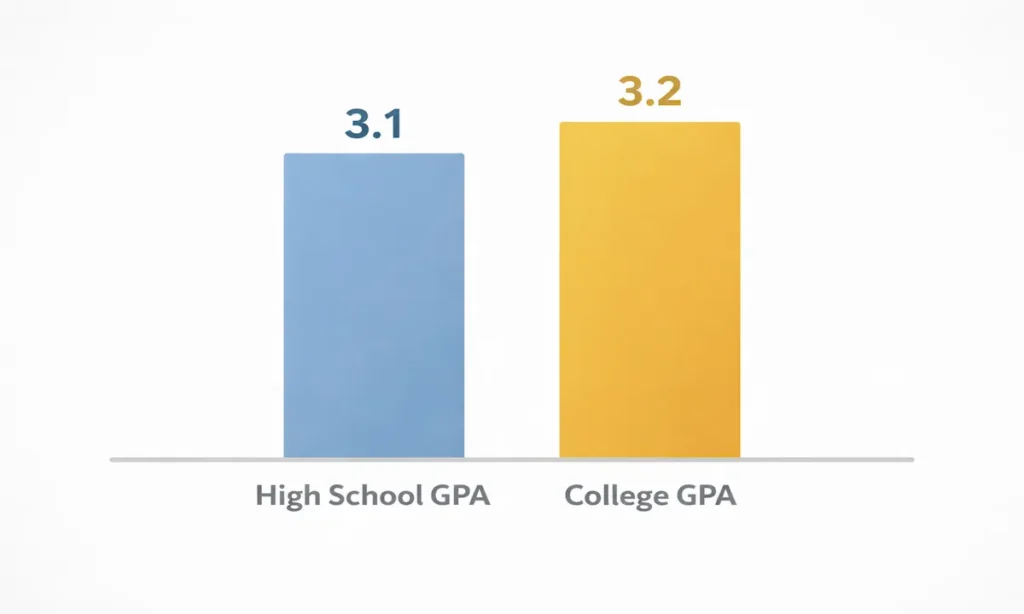 Average GPA comparison between high school and college