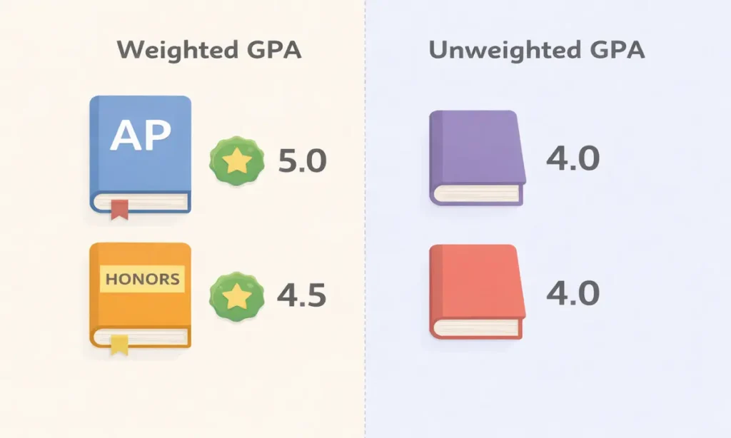 Difference between weighted and unweighted GPA