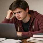 Student looking at grades and worrying about GPA